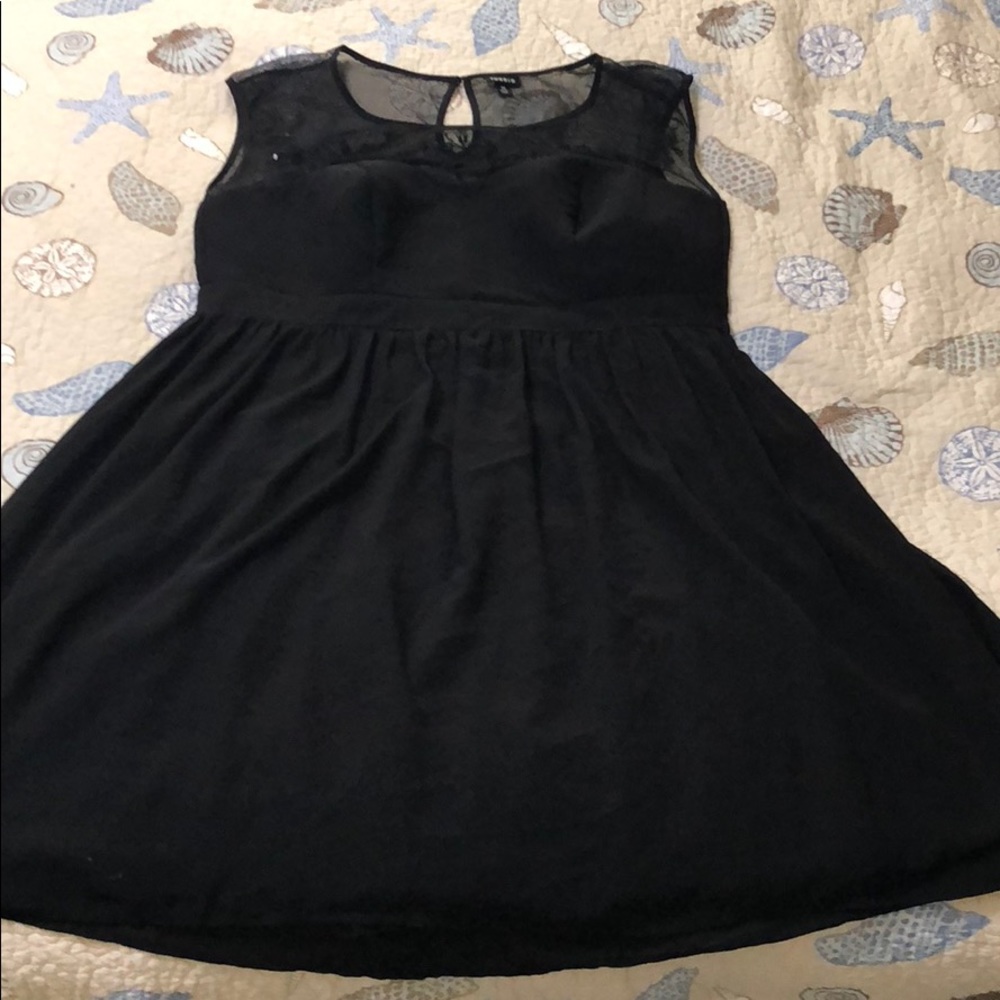 Beaded mesh top cocktail dress